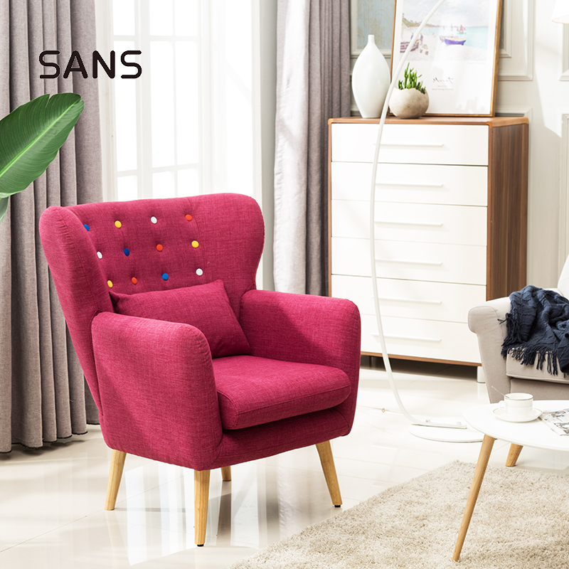 Modern Fabric New Accent Chairs with Wooden Legs