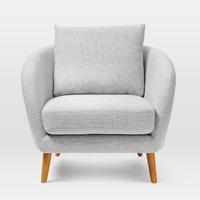Unique Occasional Chairs Modern Light Grey Fabric Accent Chair