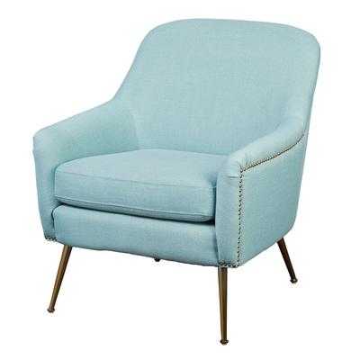 Custom Nailhead Fabric Armchair for Living Room