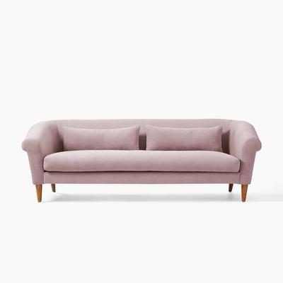 Custom Family Room Sofa Set Pink Fabric Arm Couch