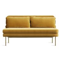 Buff Velvet Sofa in a Living Room Armless Couch