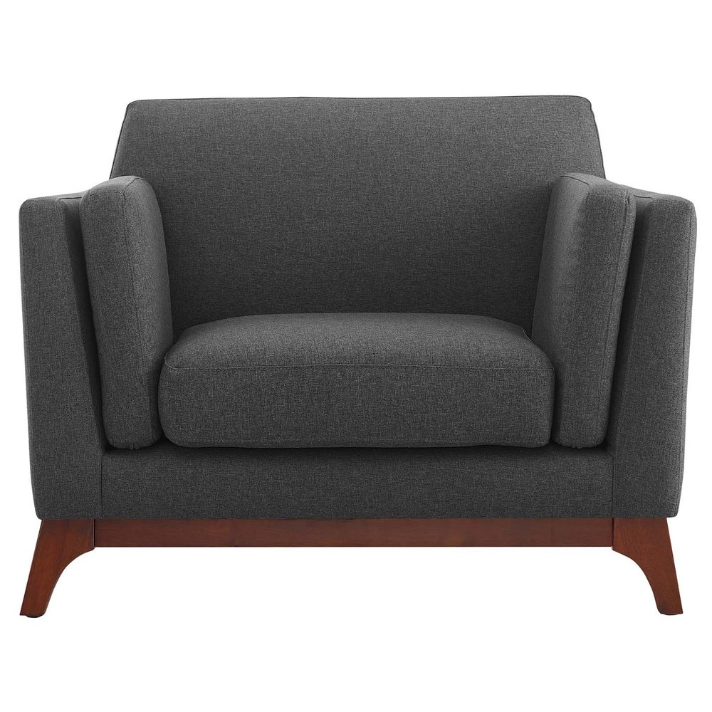 Simple Accent Chair Grey Velvet Single Sofa for Liivng Room