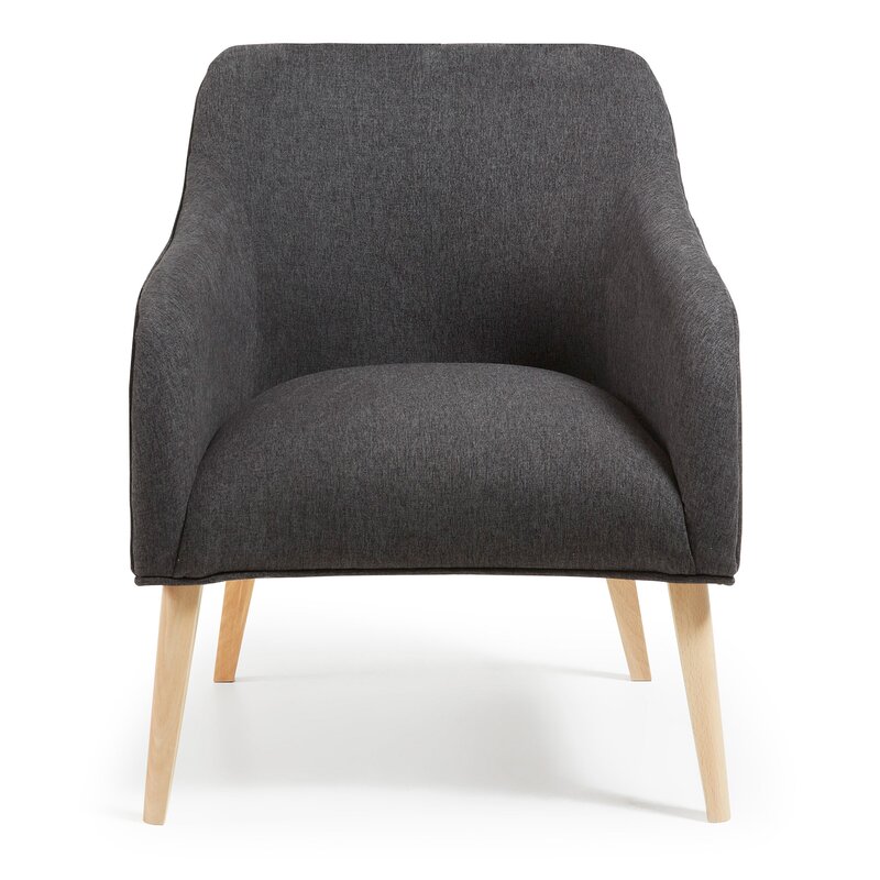 Custom Sofa and Accent Chair Set Grey Fabric Armchair