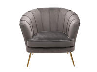 Armchair Solid Wood Velvet Upholstered Loveseat Sofa with Metal Legs