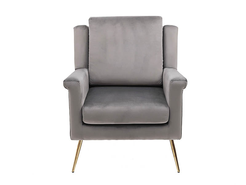 Club Chair  Modern Solid Wood Velvet Fabric Armchair with Golden Legs