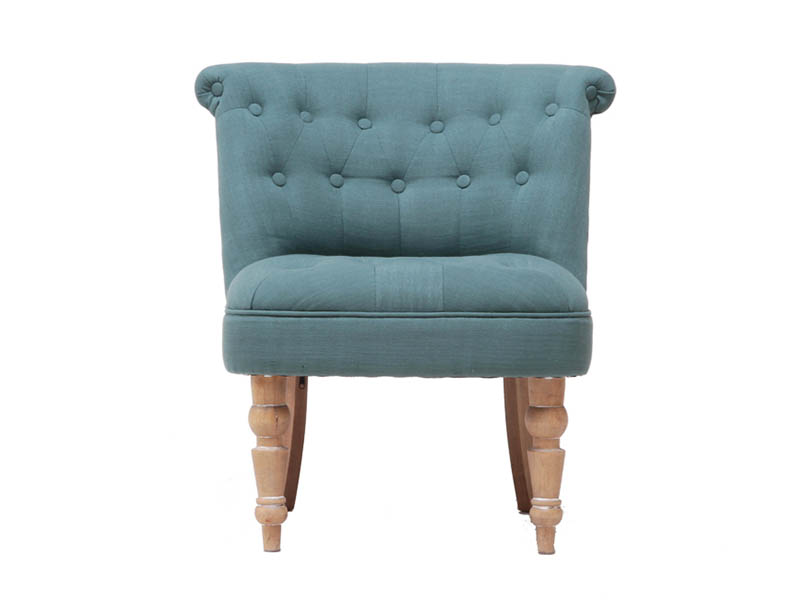 Velvet Fabric Tufted Slipper Armless Accent Chair